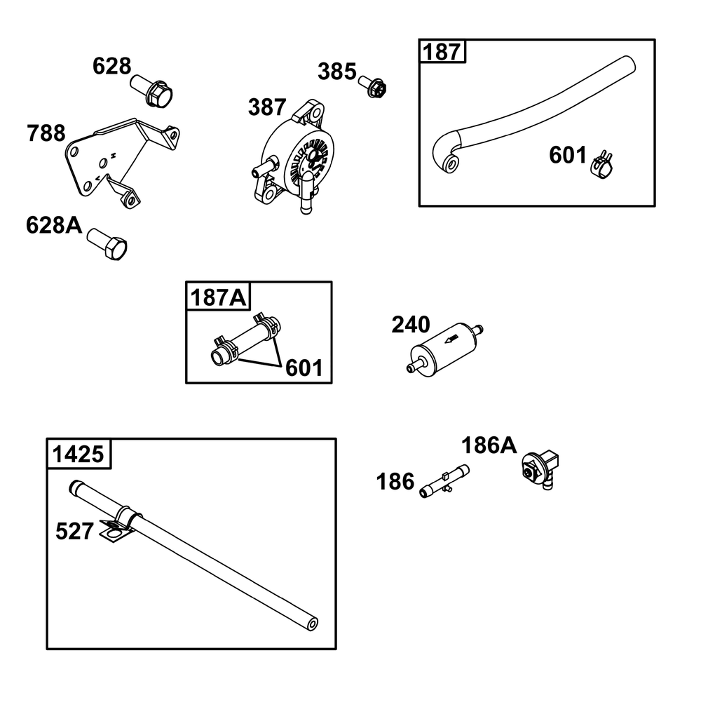 Fuel Supply Group Diagram and Parts List for 305447-0609-G1 200000 - 399999 Briggs and Stratton Engine